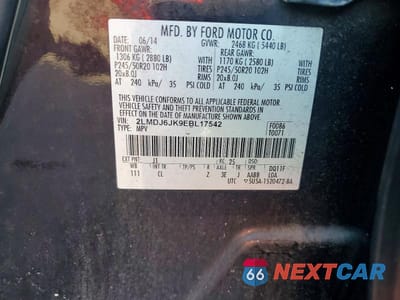 Zdjęcie 13 z 13 samochodu: 2014 LINCOLN MKX VIN:2LMDJ6JK9EBL17542 - miniatura