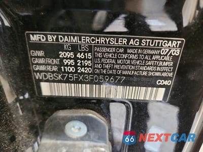 Zdjęcie 12 z 12 samochodu: 2003 MERCEDES-BENZ SL 500R VIN:WDBSK75FX3F059677 - miniatura