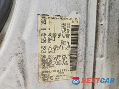 Zdjęcie 13 z 13 samochodu: 2018 NISSAN NV 2500 HD S VIN:1N6AF0LY8JN815195 - miniatura