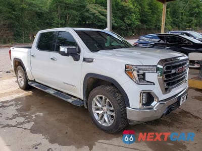 Czwarte zdjęcie samochodu z boku: 2021 GMC SIERRA K1500 SLT VIN:3GTU9DED9MG345409 - miniatura