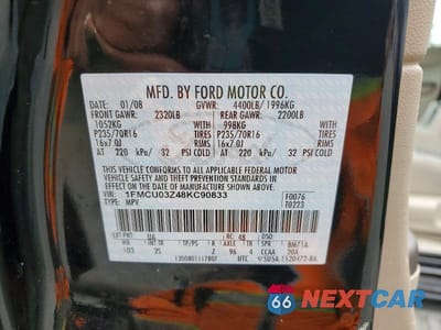 Zdjęcie 13 z 13 samochodu: 2008 FORD ESCAPE XLT VIN:1FMCU03Z48KC90833 - miniatura