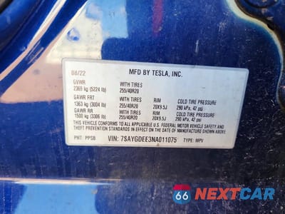 Zdjęcie 12 z 12 samochodu: 2022 TESLA MODEL Y VIN:7SAYGDEE3NA011075 - miniatura