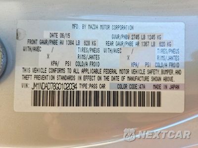 Zdjęcie 13 z 13 samochodu: 2016 MAZDA MX-5 MIATA GRAND TOURING VIN:JM1NDAD78G0102034 - miniatura