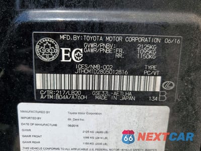 Zdjęcie 12 z 12 samochodu: 2016 LEXUS IS 300 VIN:JTHCM1D28G5012816 - miniatura