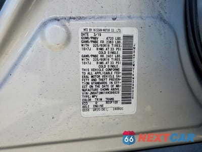 Zdjęcie 12 z 12 samochodu: 2019 NISSAN ROGUE SV VIN:JN8AT2MV1KW396828 - miniatura