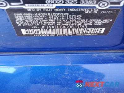 Zdjęcie 12 z 12 samochodu: 2016 SUBARU WRX LIMITED VIN:JF1VA1L6XG9819389 - miniatura