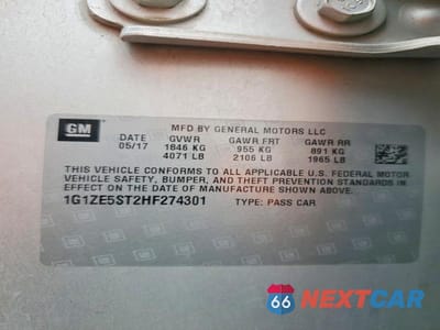 Zdjęcie 12 z 12 samochodu: 2017 CHEVROLET MALIBU LT VIN:1G1ZE5ST2HF274301 - miniatura