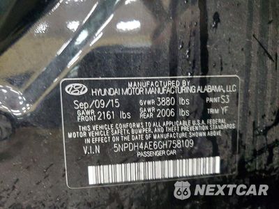 Zdjęcie 12 z 12 samochodu: 2016 HYUNDAI ELANTRA SE VIN:5NPDH4AE6GH758109 - miniatura