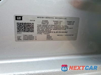 Zdjęcie 12 z 12 samochodu: 2018 CHEV SILVERADO VIN:1GCPCREC1JF215592 - miniatura