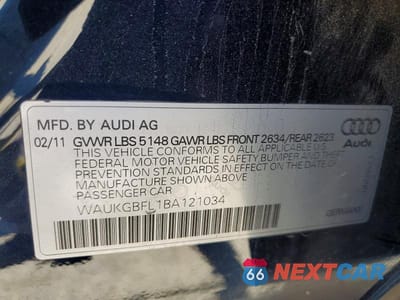 Zdjęcie 12 z 12 samochodu: 2011 AUDI S4 PRESTIGE VIN:WAUKGBFL1BA121034 - miniatura