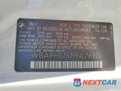 Zdjęcie 12 z 12 samochodu: 2009 BMW 328 I SULEV VIN:WBAPH57519NL76922 - miniatura