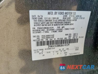 Zdjęcie 13 z 13 samochodu: 2016 FORD FLEX SEL VIN:2FMGK5C88GBA14529 - miniatura
