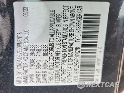Zdjęcie 12 z 12 samochodu: 2023 HONDA CIVIC LX VIN:19XFL2H54PE016278 - miniatura