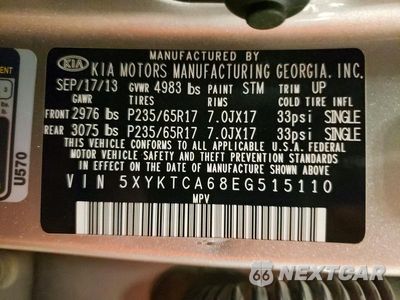 Zdjęcie 13 z 13 samochodu: 2014 KIA SORENTO LX VIN:5XYKTCA68EG515110 - miniatura