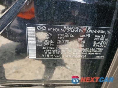 Zdjęcie 14 z 14 samochodu: 2023 HYUNDAI SANTA FE SEL VIN:5NMS2DAJ4PH519984 - miniatura