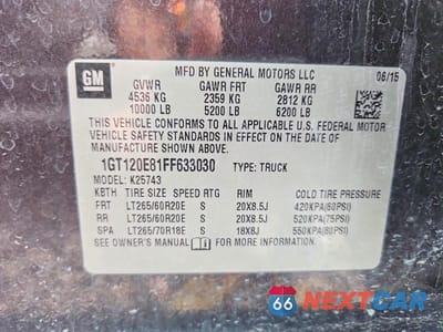 Zdjęcie 12 z 12 samochodu: 2015 GMC 2500 VIN:1GT120E81FF633030 - miniatura