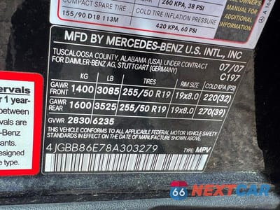 Zdjęcie 10 z 10 samochodu: 2008 MERCEDES-BENZ ML 350 VIN:4JGBB86E78A303279 - miniatura
