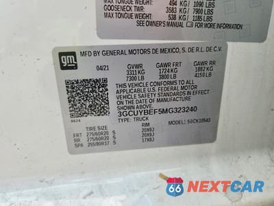 Zdjęcie 12 z 12 samochodu: 2021 CHEVROLET SILVERADO K1500 CUSTOM VIN:3GCUYBEF5MG323240 - miniatura