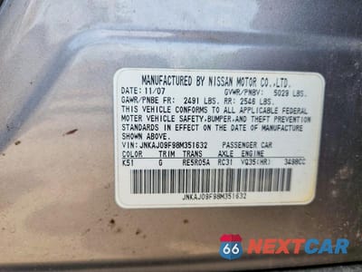 Zdjęcie 12 z 12 samochodu: 2008 INFINITI EX35 BASE VIN:JNKAJ09F98M351632 - miniatura