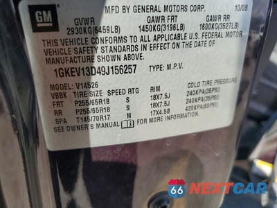Zdjęcie 14 z 14 samochodu: 2009 GMC ACADIA SLE VIN:1GKEV13D49J156257 - miniatura