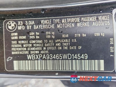 Zdjęcie 13 z 13 samochodu: 2005 BMW X3 3.0I VIN:WBXPA93465WD14549 - miniatura