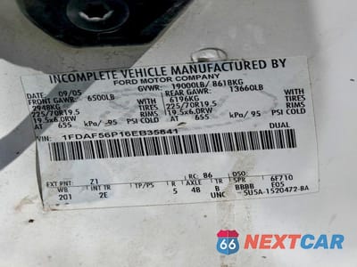 Zdjęcie 10 z 10 samochodu: 2006 FORD F550 SUPER DUTY VIN:1FDAF56P16EB35841 - miniatura