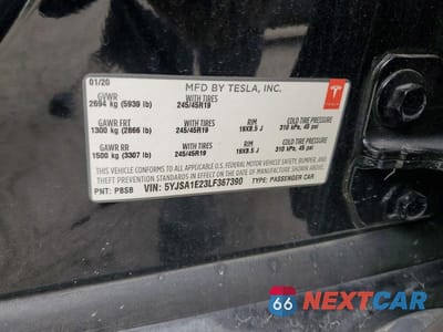 Zdjęcie 12 z 12 samochodu: 2020 TESLA MODEL S VIN:5YJSA1E23LF367390 - miniatura