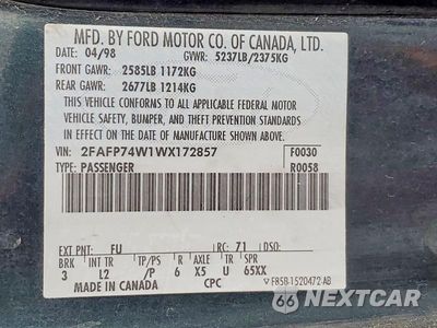 Zdjęcie 12 z 12 samochodu: 1998 FORD CROWN VICTORIA LX VIN:2FAFP74W1WX172857 - miniatura