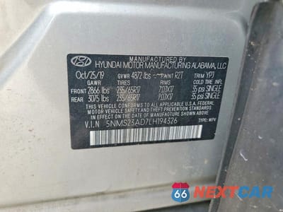 Zdjęcie 13 z 13 samochodu: 2020 HYUNDAI SANTA FE SE VIN:5NMS23AD7LH194326 - miniatura