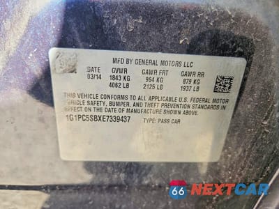 Zdjęcie 12 z 12 samochodu: 2014 CHEVROLET CRUZE LT VIN:1G1PC5SBXE7339437 - miniatura