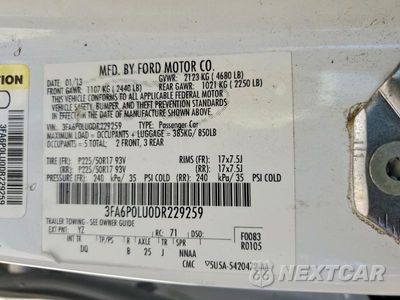 Zdjęcie 12 z 12 samochodu: 2013 FORD FUSION SE HYBRID VIN:3FA6P0LU0DR229259 - miniatura