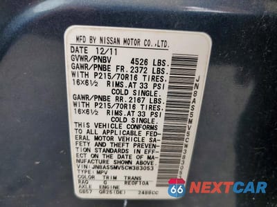 Zdjęcie 13 z 13 samochodu: 2012 NISSAN ROGUE S VIN:JN8AS5MV5CW383053 - miniatura