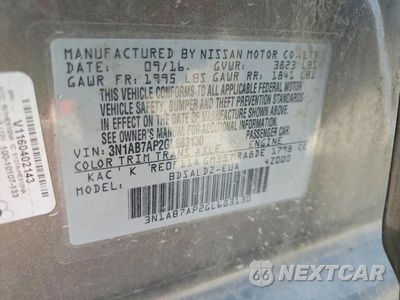 Zdjęcie 12 z 12 samochodu: 2016 NISSAN SENTRA SV VIN:3N1AB7AP2GL683130 - miniatura