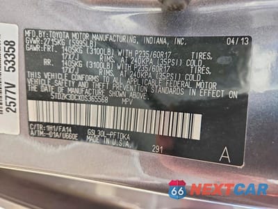 Zdjęcie 13 z 13 samochodu: 2013 TOYOTA SIENNA L 7-PASSENGER VIN:5TDZK3DCXDS365568 - miniatura