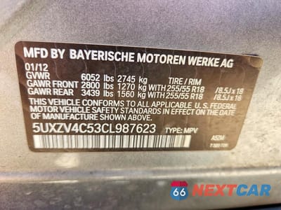 Zdjęcie 13 z 13 samochodu: 2012 BMW X5 XDRIVE35I VIN:5UXZV4C53CL987623 - miniatura