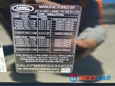 Zdjęcie 13 z 13 samochodu: 2025 LAND ROVER RANGE ROVER SE VIN:SALKPBE95SA334022 - miniatura
