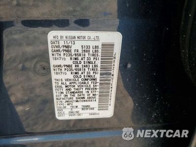 Zdjęcie 14 z 14 samochodu: 2014 NISSAN MURANO S VIN:JN8AZ1MU1EW405614 - miniatura