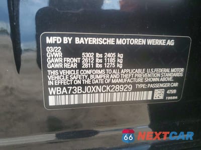 Zdjęcie 12 z 12 samochodu: 2022 BMW 540 XI VIN:WBA73BJ0XNCK28929 - miniatura