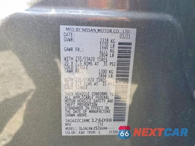 Zdjęcie 13 z 13 samochodu: 2021 NISSAN MURANO SL VIN:5N1AZ2CJXMC126098 - miniatura