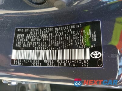 Zdjęcie 12 z 12 samochodu: 2024 TOYOTA COROLLA LE VIN:5YFB4MDE9RP218631 - miniatura