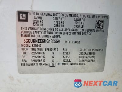Zdjęcie 12 z 12 samochodu: 2017 CHEVROLET SILVERADO K1500 VIN:3GCUKNEC6HG185559 - miniatura