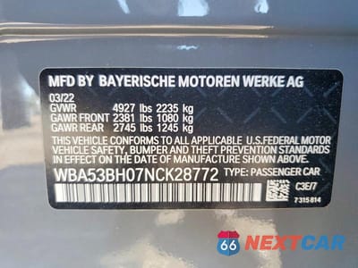 Zdjęcie 12 z 12 samochodu: 2022 BMW 530 I VIN:WBA53BH07NCK28772 - miniatura