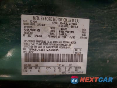 Zdjęcie 13 z 13 samochodu: 2001 FORD EXPLORER XLT VIN:1FMZU73E71ZA80885 - miniatura