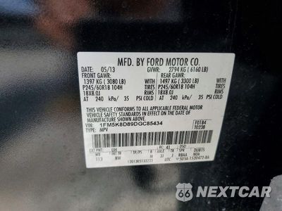 Zdjęcie 13 z 13 samochodu: 2013 FORD EXPLORER XLT VIN:1FM5K8D89DGC85434 - miniatura