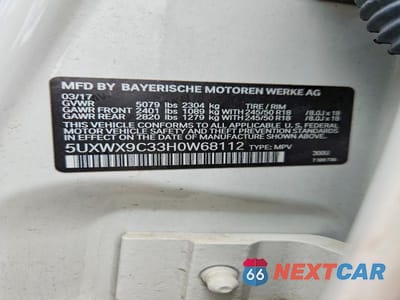 Zdjęcie 12 z 12 samochodu: 2017 BMW X3 XDRIVE28I VIN:5UXWX9C33H0W68112 - miniatura