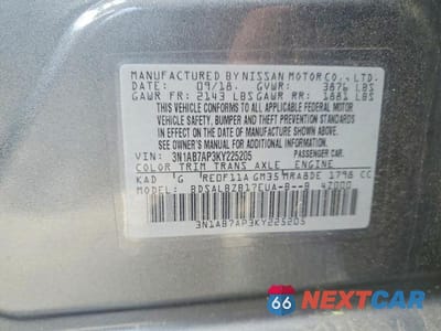 Zdjęcie 12 z 12 samochodu: 2019 NISSAN SENTRA S VIN:3N1AB7AP3KY225205 - miniatura