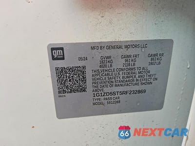 Zdjęcie 12 z 12 samochodu: 2024 CHEVROLET MALIBU LT VIN:1G1ZD5ST5RF232869 - miniatura