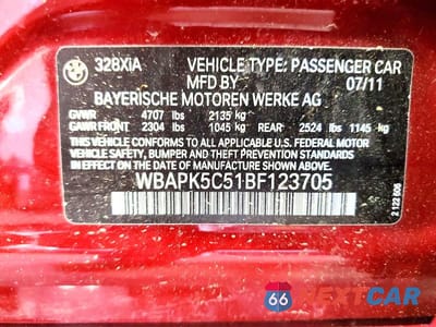 Zdjęcie 12 z 12 samochodu: 2011 BMW 328 XI SULEV VIN:WBAPK5C51BF123705 - miniatura