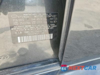 Zdjęcie 12 z 12 samochodu: 2022 HYUNDAI SONATA HYBRID SEL VIN:KMHL34JJ0NA047836 - miniatura
