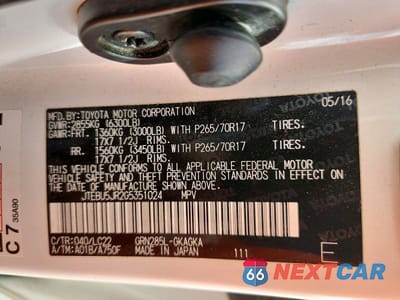 Zdjęcie 13 z 13 samochodu: 2016 TOYOTA 4RUNNER TRAIL PREMIUM VIN:JTEBU5JR2G5351024 - miniatura